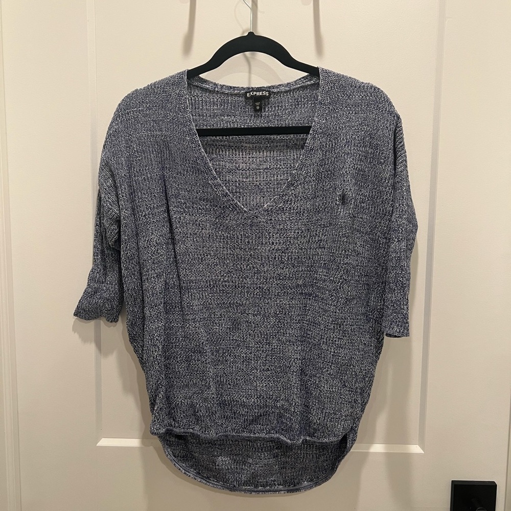 Express blue marl sweater - cropped sleeve